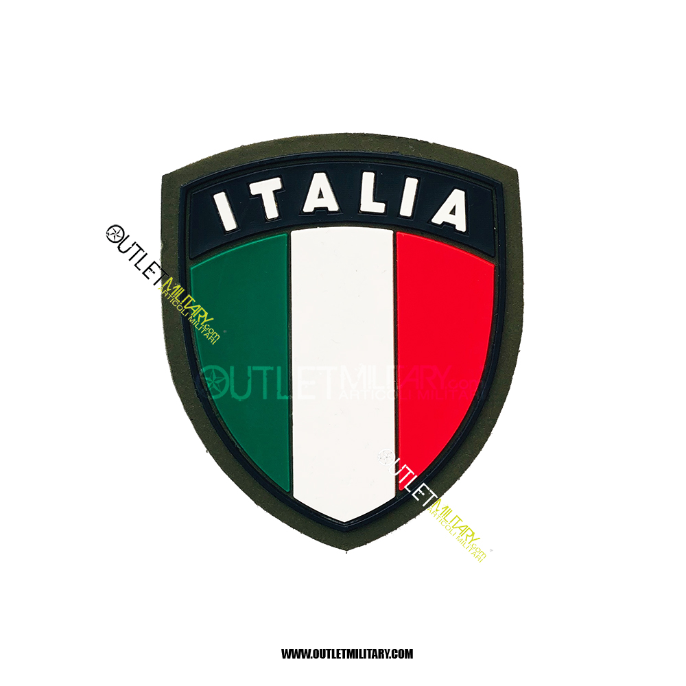 Scudetto Patch Toppa Gommata con Velcro 3D PVC Italia Per Tuta OP Polizia  Carabinieri Guardie Giurate GPG Bordo Blu Art. PVC-18
